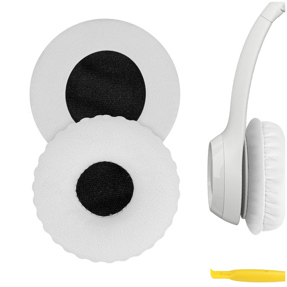 Geekria QuickFit Replacement Ear Pads for Logitech H390, H600, H609 Headphones Ear Cushions, Headset Earpads, Ear Cups Cover Repair Parts (White)