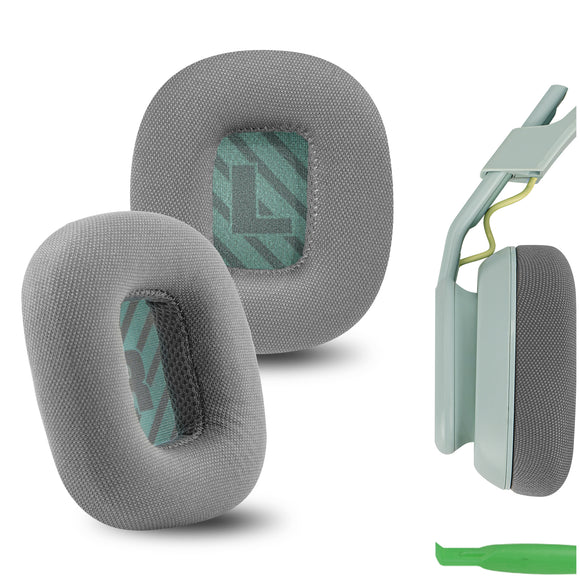 Geekria Comfort Mesh Fabric Replacement Ear Pads for Astro Gaming A10 Gen 2 Headphones Ear Cushions, Headset Earpads, Ear Cups Cover Repair Parts (Grey/Green)