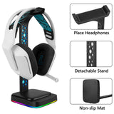 Geekria RGB Headphone Stand with 2 USB Charger Ports Gaming with Non-Slip Rubber Base Headset Holder Hanger for Gamer Desktop Table Game Earphone Accessories