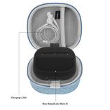 Geekria Shield Speaker Case Compatible with Bose SoundLink Micro II, Replacement Hard Shell Portable Protective Travel Carrying Bag with Cable Storage, Keychain Hook (Blue)