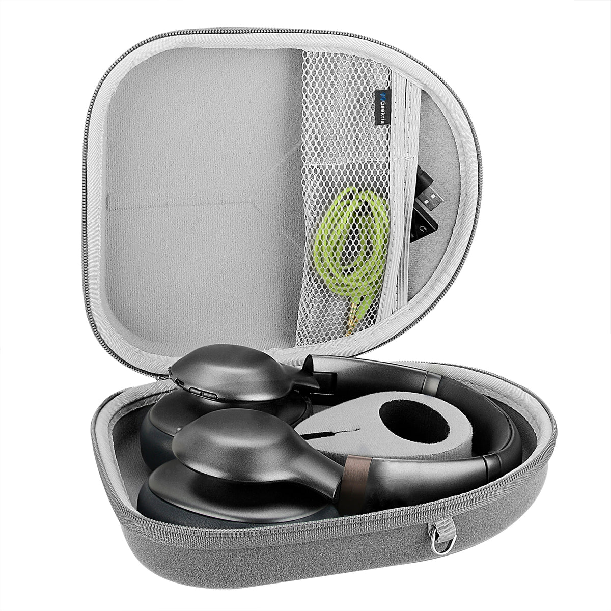 Geekria Shield Case For Large Sized Over-Ear Headphones, Replacement Protective Hard Shell Travel Carrying Bag With Cable Storage, Compatible With Sony MDR-Z1R, Denon AH-D9200 (Dark Grey - View #12