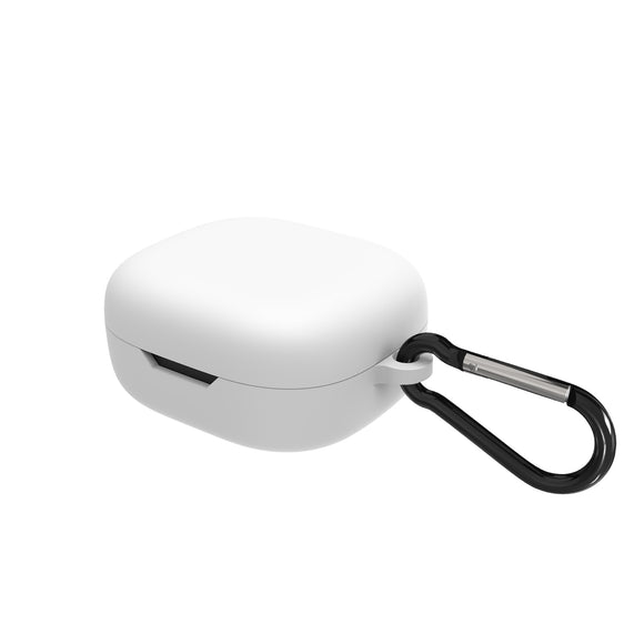 Geekria Silicone Case Cover Compatible with JBL Wave 300TWS True Wireless Earbuds, Protective Earphones Skin Cover with Keychain Hook, Charging Port Accessible, Support Wireless Charging (White)