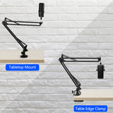 Geekria for Creators Microphone Arm Compatible with Elgato Wave:1, Wave:3, Mic Boom Arm Mount with Table Flange Mount Adapter, Suspension Stand, Mic Scissor Arm, Desk Mount Holder