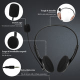 Geekria USB Headset with Mic, Mute Button and Volume Control, Lightweight Wired Computer On-Ear Headphones with Boom Microphone and Detachable 3.5mm Plug, Bulk Wholesale, 4 Pack, Assorted Colors