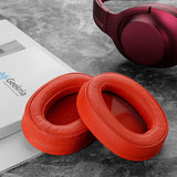 Geekria QuickFit Replacement Ear Pads for Sony MDR 100ABN WH H900N Headphones Ear Cushions, Headset Earpads, Ear Cups Cover Repair Parts (Red)