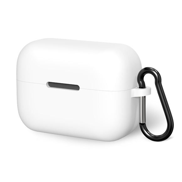 Geekria Silicone Case Cover Compatible with Soundcore by Anker AeroClip True Wireless Earbuds, Protective Earphones Skin Cover with Keychain Hook, Charging Port Accessible (White)