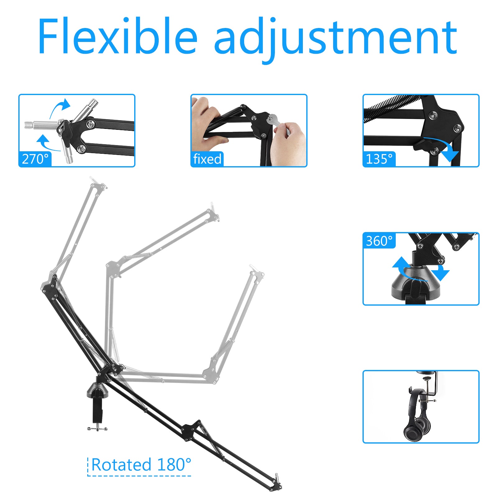 Supporto Microfono Da Tavolo Regolabile - Per Audio Technica AT2020, Con Shock Mount Metallico - Foto 10