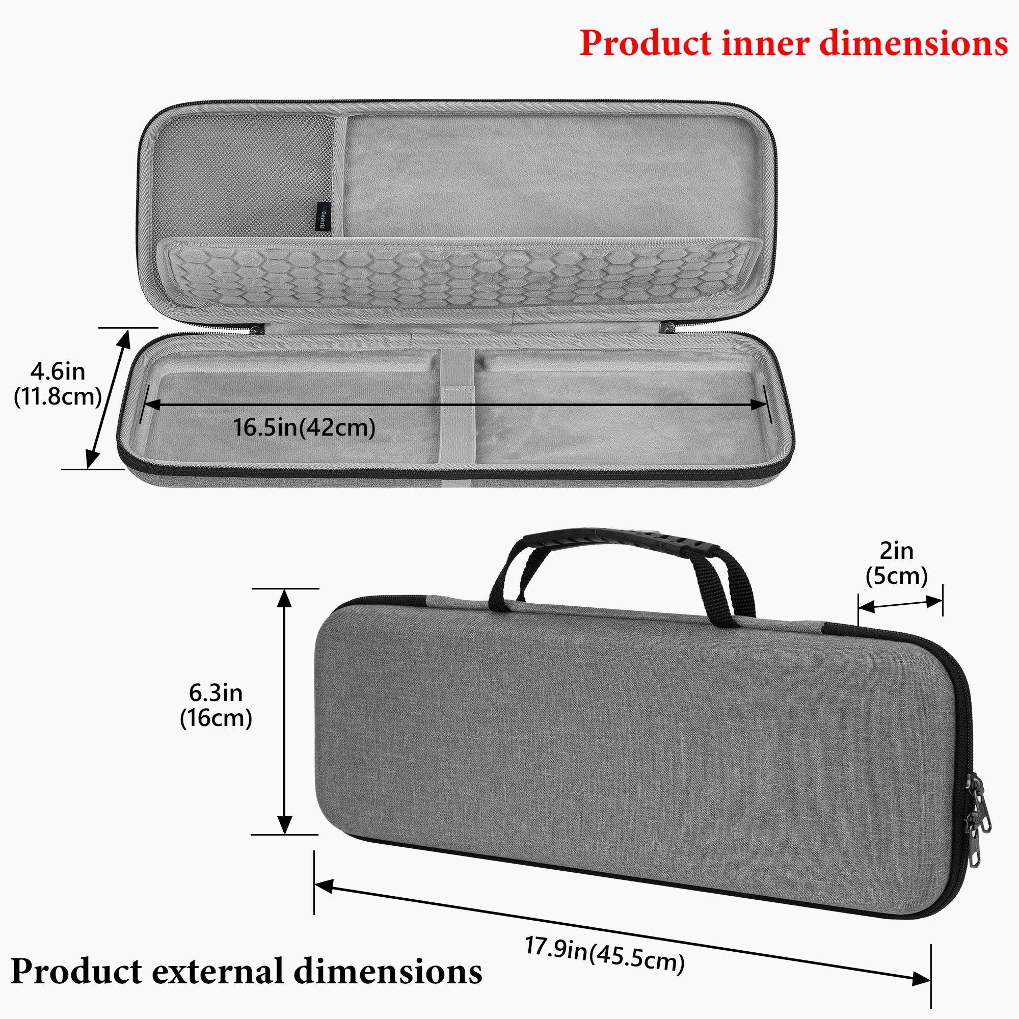 Geekria Keyboard Carrying Case, Hard Shell Protective Travel Bag. Comp