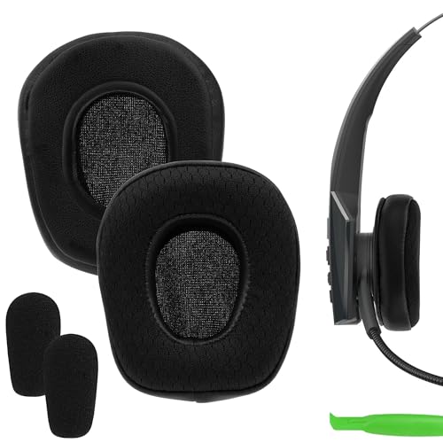 Geekria Comfort Mesh Fabric Replacement Ear Pads for BlueParrott B350 (B350-XT) Noise Cancelling Headphones Ear Cushions, Repair Parts (Black)