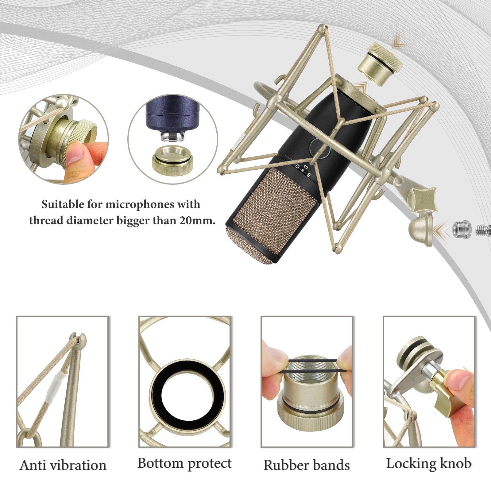 Geekria for Creators Microphone Shock Mount Compatible with AKG P120,