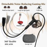 Geekria Gaming Earbuds with Detachable Mic, 3.5mm Wired In-Ear Headset, Noise-Isolating Stereo Bass Earphones Compatible with PC, PS5, PS4, Xbox X/S/One, Switch & Mobile (Black/ 4.9FT)