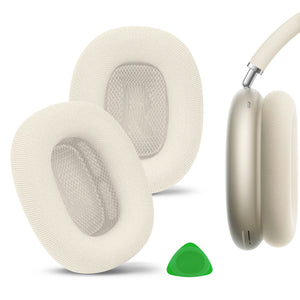 Geekria Comfort Mesh Fabric Replacement Ear Pads Compatible with Apple AirPods MAX(A2096), AirPods MAX2 (A3184) Headphones, Ear Cushions, Repair Parts (Starlight)