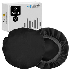 Geekria 20 Pairs Flex Fabric Headphone Covers (Product Safety Certified), Washable & Stretchable Sanitary Ear Protectors for Over-Ear Headsets, Sweat-Resistant (M / Black)