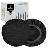 Geekria 20 Pairs Flex Fabric Headphone Covers (Product Safety Certified), Washable & Stretchable Sanitary Ear Protectors for Over-Ear Headsets, Sweat-Resistant (M / Black)