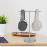 Geekria Aluminum Alloy Dual Headphones Stand for Over-Ear Headphones, Gaming Headset Holder, Desk Display Hanger with Solid Heavy Base Compatible with Bose, SONY, Beats, ATH, B&O (Gray)