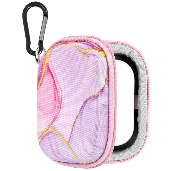 Geekria NOVA Shield Earbuds Case Compatible with Apple AirPods Pro2/Pro/4/3/2/1 True Wireless Earbud, Replacement Hard Shell Travel Carrying Bag with Carabiner Clip Portable (Pink)
