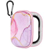 Geekria NOVA Shield Earbuds Case Compatible with Apple AirPods Pro2/Pro/4/3/2/1 True Wireless Earbud, Replacement Hard Shell Travel Carrying Bag with Carabiner Clip Portable (Pink)