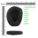 Geekria Comfort Velour Replacement Ear Pads for Sennheiser RS165, RS175, HDR165, HDR175, RS185, HDR185, RS195, HDR195 Headphones Ear Cushions, Headset Earpads, Ear Cups Repair Parts (Plastic Ring)