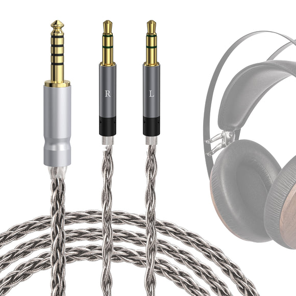 Geekria Apollo Silver-Plated Copper Upgrade Audio Cable Compatible with Meze Audio 99 Classics Series, 109 PRO, LIRIC 2, LIRIC, 4.4mm to Dual 3.5mm Replacement Cord (4.9 ft / 1.5 m / Silver)