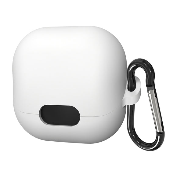 Geekria Silicone Case Cover Compatible with Soundcore by Anker Liberty 4 NC True Wireless Earbuds, Protective Earphones Skin Cover with Keychain Hook, Charging Port Accessible (White)