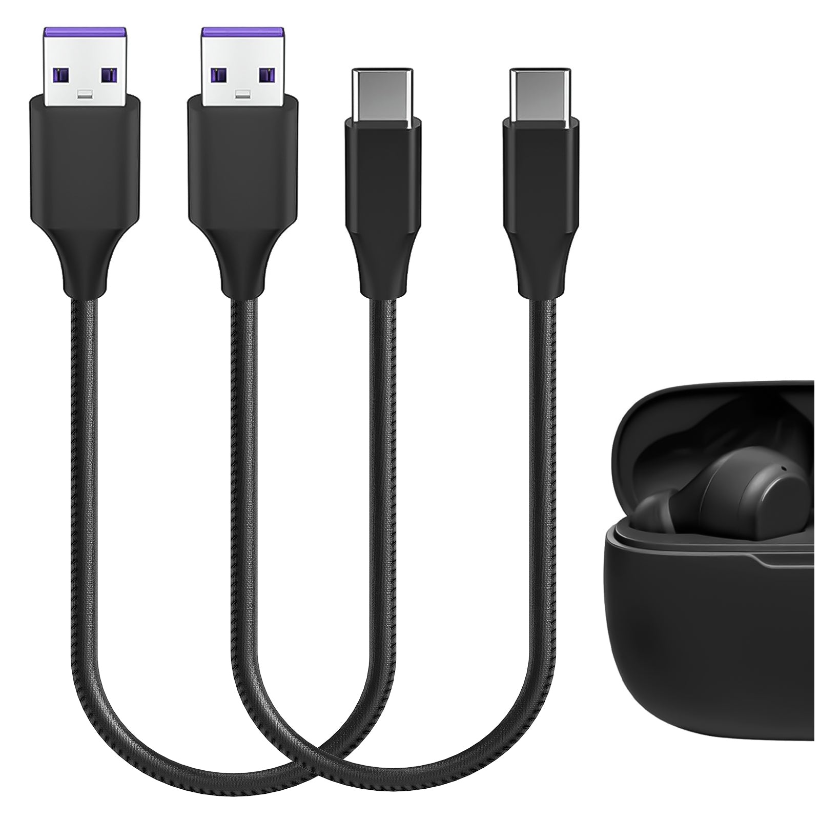 Geekria USB Earbuds Vegan Leather Fast Charger Cable Compatible with J