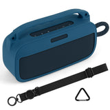 Geekria Silicone Speaker Case Cover Compatible with Bose SoundLink Plus, Protective Soft Skin, Replacement Portable Speakers Travel Carrying Sleeve with Shoulder Strap (Navy Blue)