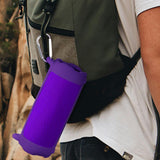 Geekria Silicone Speaker Case Cover Compatible with JBL Flip7, Protective Soft Skin, Replacement Portable Travel Carrying Sleeve with Shoulder Strap (Purple)