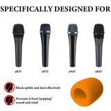 Geekria for Creators Foam Windscreen Compatible with Sennheiser E 935, E 945, E 835, E 845-S Microphone Antipop Foam Cover, Mic Wind Cover, Sponge Foam Filter (Orange / 2 Pack)