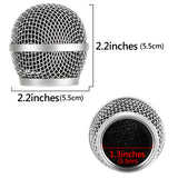 Geekria for Creators Microphone Replacement Grille for Shure PG48, PG58, PGX2, BLX288, PG24 Mic Head Cover, Microphone Ball Head Mesh Grill, Capsule Parts (Silver / 2 Pack)