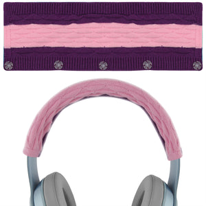 Geekria Knit Fabric Headband Cover Compatible with Audio-Technica, Beats, Bose, AKG, Sennheiser, Skullcandy, Sony Head Cushion Pad Protector, Replacement Repair Part, Sweat Cover (Pop Violet)