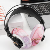 Geekria 2 Pairs Flex Fabric Headphone Ear Covers, Washable Stretchable Earcup Protectors for Large Over-Ear Headsets, Fits 4.1"-6.2" Ear Pads, Gaming Sweat Guards (Size L / Pink Marble)