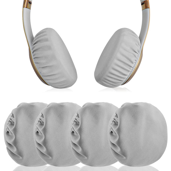 Geekria 2 Pairs Flex Fabric Headphones Ear Covers (Product Safety Certified), Washable & Stretchable Sanitary Earcup Protectors for On-Ear Headset, Sweat Cover (Small / Gray)
