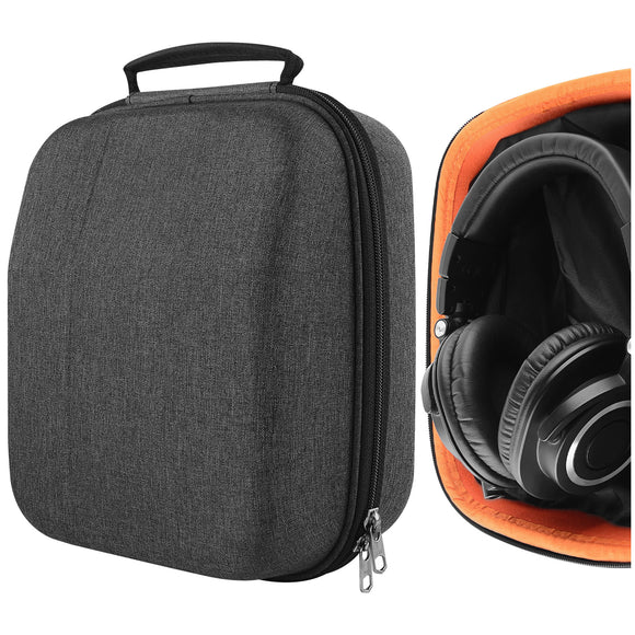 Geekria Shield Headphones Case for Large Sized Over-Ear Headphones, Replacement Hard Shell Travel Carrying Bag with Cable Storage, Compatible with Audio-Technica ATH-M50X Headsets (Dark Grey)