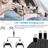 Geekria QuickFit Console Charging Cable, Charger Cord for PS5 Dualsense Controller, Y-Splitter USB C Fast Charger Cable, 2 in 1 Multiple Charger Cord for Playstation 5 / Xbox Series X (10FT)
