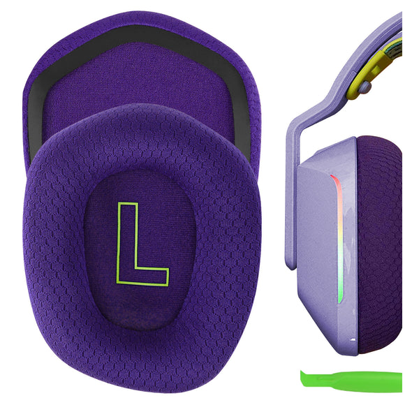 Geekria Comfort Mesh Fabric Replacement Ear Pads for Logitech G733 Headphones Ear Cushions, Headset Earpads, Ear Cups Cover Repair Parts (Purple)