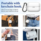 Geekria Silicone Case Cover Compatible with Sony LinkBuds Fit WF-LS910N, True Wireless Earbuds, Protective Earphones Skin Cover with Keychain Hook, Charging Port Accessible (White)
