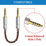 Geekria Apollo 4.4mm Balanced Cable, Single Crystal Copper 5 Pole Male to Male Upgrade Cord, 8 Strands 6N OCC, Compatible with iFi DAC, Amplifier, Music Player (18cm)