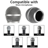 Geekria for Creators Microphone Replacement Grille for Shure PG48, PG58, PGX2, BLX288, PG24 Mic Head Cover, Microphone Ball Head Mesh Grill, Capsule Parts (Silver / 2 Pack)