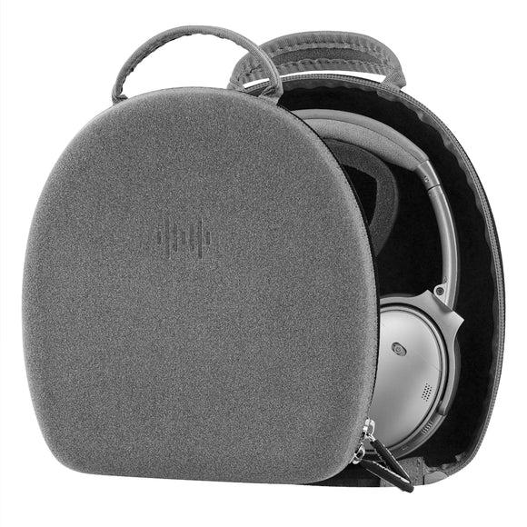 Geekria Shield Case Compatible with Bose QC Ultra, QC45, NC 700, QC35 II, QC35, QC25, QC15, QC SE Case, Replacement Protective Hard Shell Travel Carrying Bag with Cable Storage (Microfiber Grey)