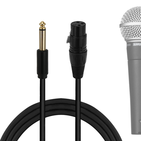 Geekria for Creators 6.35 mm (1/4 Inch) to XLR Female Microphone Cable 6.6 ft / 200 CM, Compatible with Shure SM58, SM57, SM48, SM7B, MV7, PGA48, PGA58, BETA 58A Balanced Mic Cord (Black)