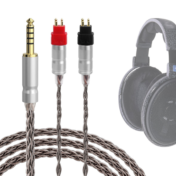 Geekria Apollo Silver-Plated Copper Upgrade Audio Cable Compatible with Sennheiser HD600, HD650, HD660S2, HD6XX Headphones, 4.4mm Replacement Headphones Cord for Amplifier (4.9ft/1.5 m)