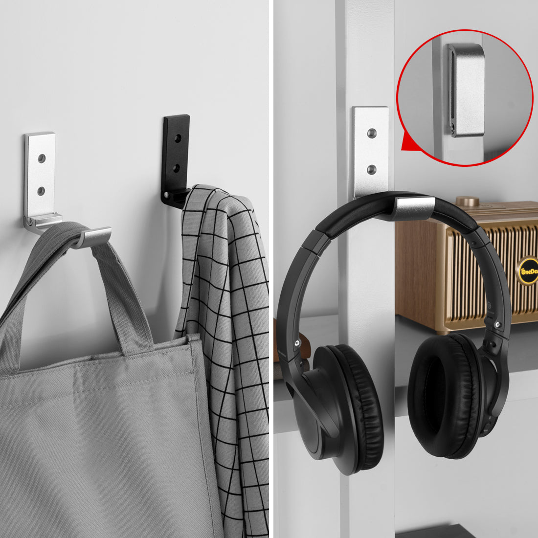 Geekria Foldable Wall Mount Headphones Holder, Headset Wall Hanger, Al