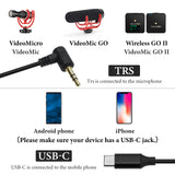 Geekria for Creators USB C to 3.5mm TRS Microphone Coiled Cable 20 inch / 50 CM, Compatible with Rode VideoMicro, VideoMic GO II, Wireless GO II, Mic Cord for Vlog and Podcast (Black)