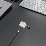 Geekria Silicone Case Cover Compatible with JBL TUNE BUDS True Wireless Earbuds, Protective Earphones Skin Cover with Keychain Hook, Charging Port Accessible, Front LED Visible (White)
