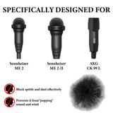 Geekria for Creators Furry Windscreen for 0.3'' (8mm) Diameter Microphones, Mic DeadCat Wind Cover Muff, Fluff Cover Windshield Compatible with Sennheiser ME2 (Grey / 2 Pack)
