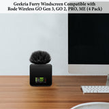 Geekria for Creators Furry Windscreen Compatible with Rode Wireless GO Gen 3 III, GO 2, PRO, ME Mic DeadCat Wind Cover Muff, Fluff Cover Windshield, Wind Noise Reduction (Black / 4 Pack)
