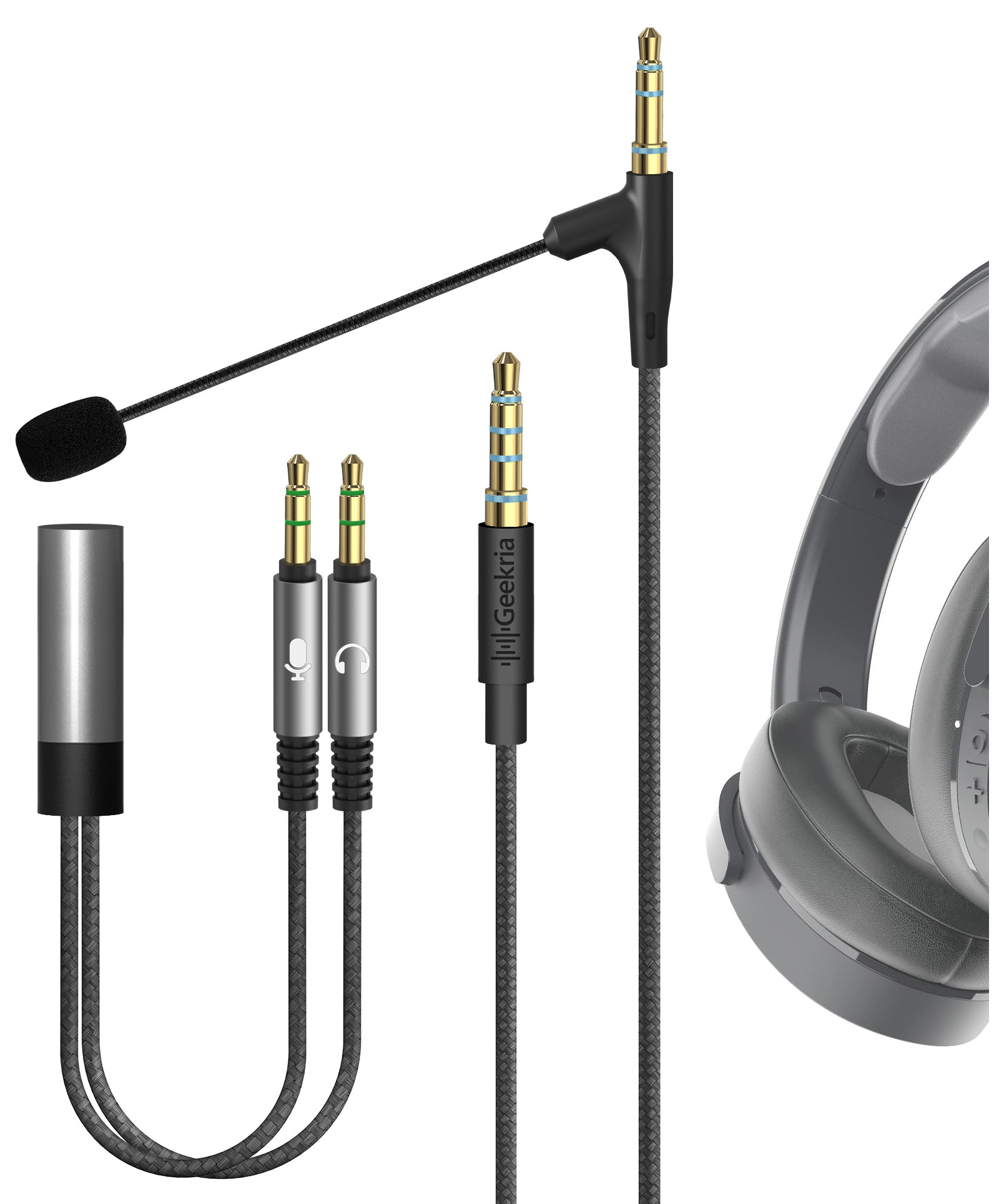  GEEKRIA Cable de audio con micrófono compatible con