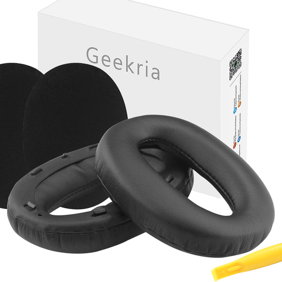 Geekria QuickFit Replacement Ear Pads for Sony WH1000XM2, MDR-1000X Headphones Ear Cushions, Repair Parts (Black)