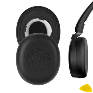 Geekria QuickFit Replacement Ear Pads for Jabra Evolve2 65 Flex Headphones Ear Cushions, Headset Earpads, Ear Cups Cover Repair Parts (Black)