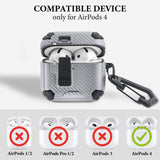 Geekria Rugged Case Cover Compatible with AirPods 4th Generation (2024) Support MagSafe, Full Drop Protection Cover with Phone Holder and Back Magnetic Suction Function